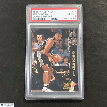 1998 Press Pass Double Threat Tim Duncan #35 Double Threat PSA 6