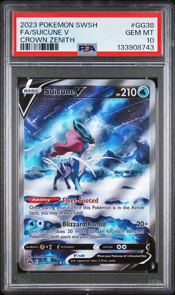 2023 Pokemon Sword and Shield Crown Zenith Galarian Gallery Suicune V #GG38 PSA 10
