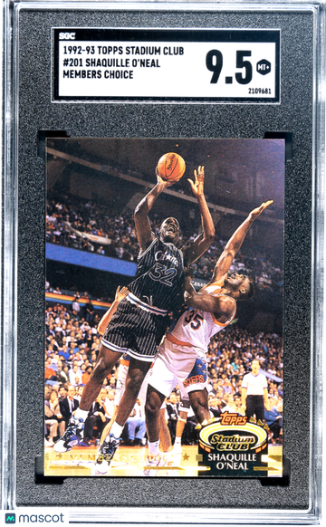 1992 Topps Stadium Club Shaquille O'Neal Members Choice Rookie #201 SGC 9.5 Orlando Magic