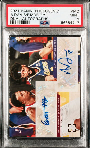 EVAN MOBLEY ANTHONY DAVIS 2021-22 Panini Photogenic Debut Dual Auto PSA 9 Mint