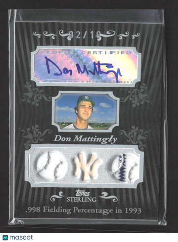 2008 Topps Sterling Sterling Moments Don Mattingly #3SMA-132 /10 Triple Relic Authentic Game-Used Memorabilia Sterling M