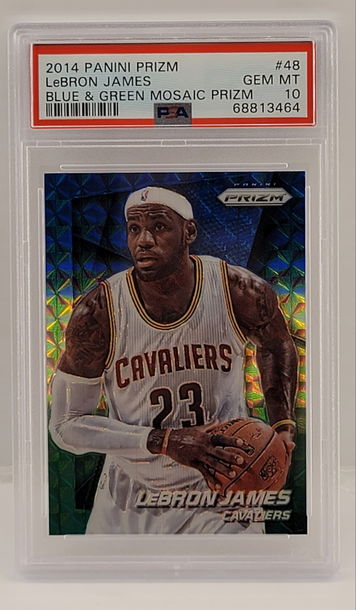 2014 Panini Prizm Blue Green Mosaic Prizm LeBron James  PSA10