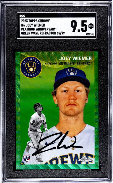 2023 Topps Chrome Platinum Green Refractor Joey Wiemer #6 RC /99 SGC 9.5