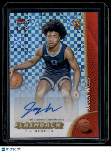 2025 Topps Finest Flashback Autographs Jaylen Wells #FBA-JW Blue X-Fractor /99 RC Topps