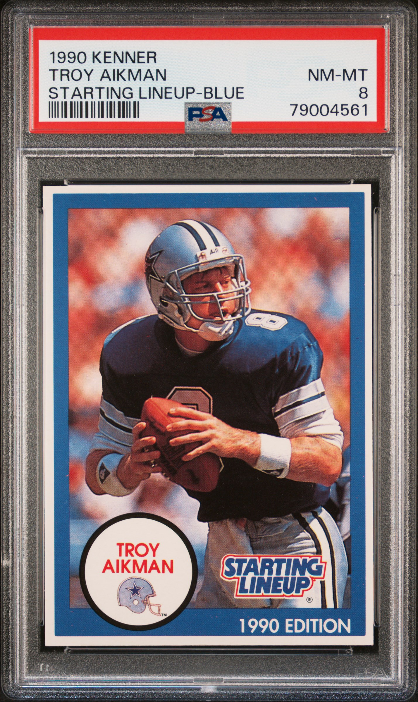 1990 Kenner Starting Lineup  Troy Aikman  BLUE PSA 8