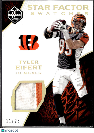 Tyler Eifert 2017 Panini Limited Star Factor Swatches Clothing Patch Memorabilia /25 Cincinnati Bengals