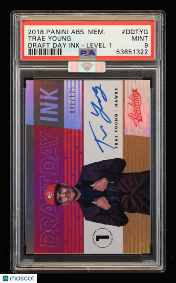 2018 Panini Absolute Memorabilia Draft Day Ink Trae Young #DDTYG Level 1 /125 PSA 9