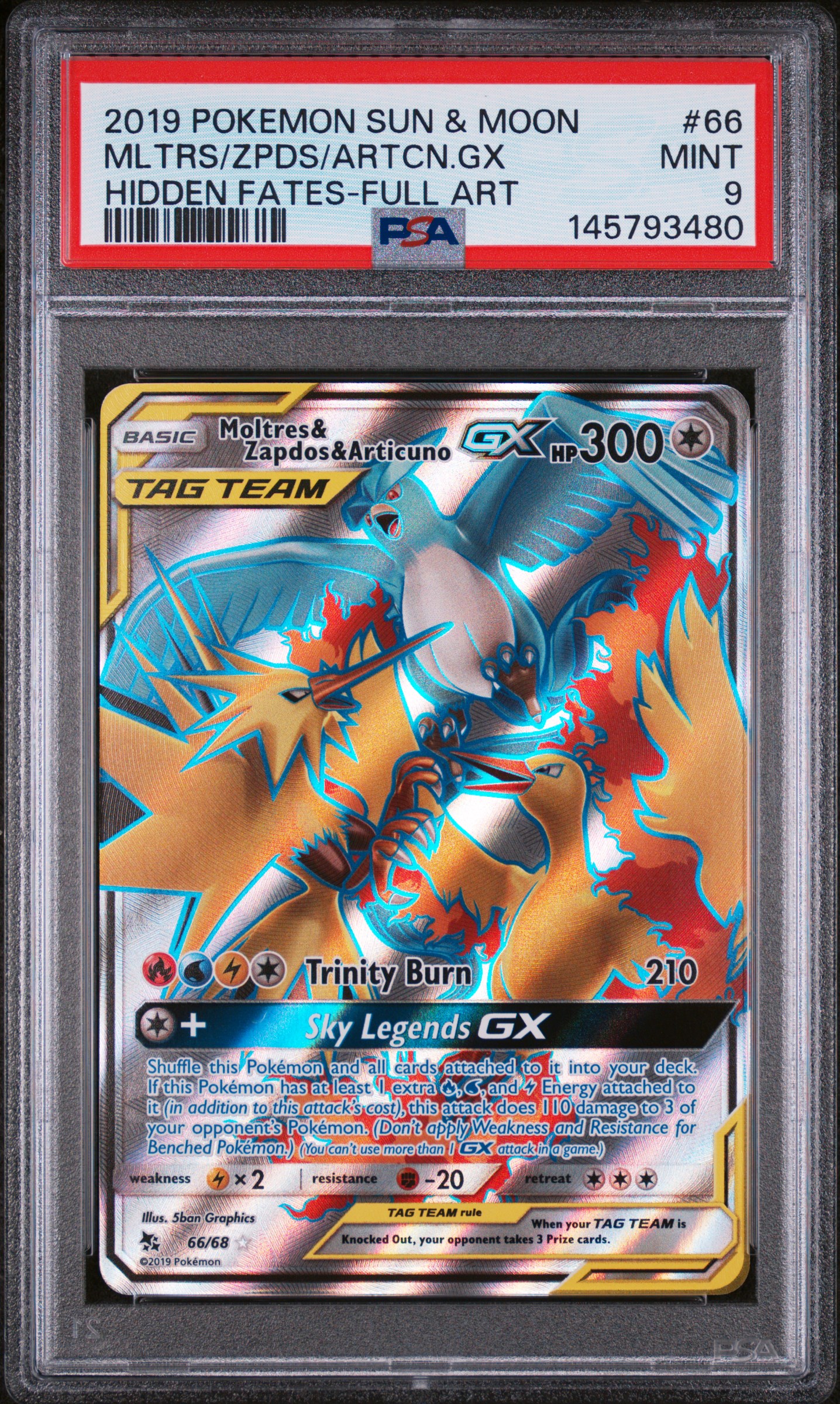 2019 Pokemon Sun & Moon Hidden Fates Artcn. GX Mltrs Zpds Hidden Fates-Full Art PSA 9 #66