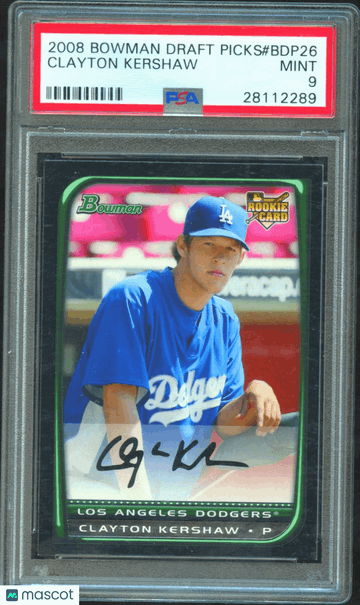 2008 Bowman Draft Picks Clayton Kershaw #BDP26 PSA 9