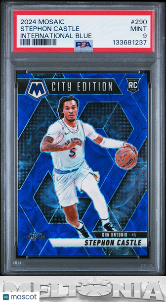 2024-25 Panini Mosaic Stephon Castle #290 International Blue Mosaic RC PSA 9
