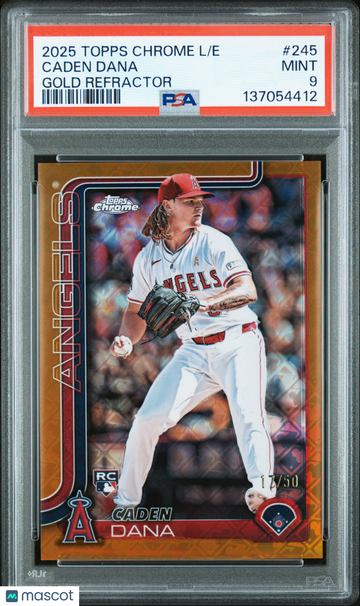 2025 Topps Chrome Logofractor Edition Caden Dana #245 Gold Refractor /50 PSA 9