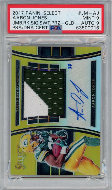 2017 Panini Select Aaron Jones RPA GOLD 2/10 PSA 9/9 Super rare Card!!!