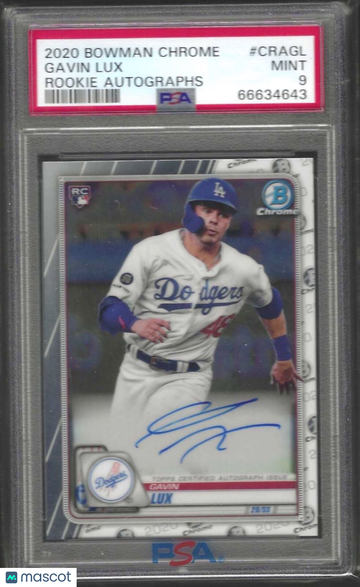 2020 Bowman Chrome Rookie Autographs Gavin Lux #CRAGL PSA 9