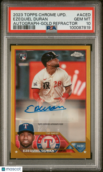 2023 Topps Chrome Update Autograph Ezequiel Duran #ACED Gold Refractor PSA 10