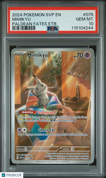 2024 Pokemon SVP EN-SV Black Star Promo Mimikyu Paldean Fates Etb PSA 10 #075