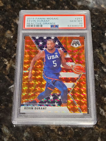 2019-20 Mosaic Kevin Durant Reactive Orange Prizm #251 USA Basketball PSA 10