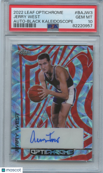 2022 Leaf Optichrome Autographs Jerry West #BA-JW3 Black Kaleidoscope PSA 10