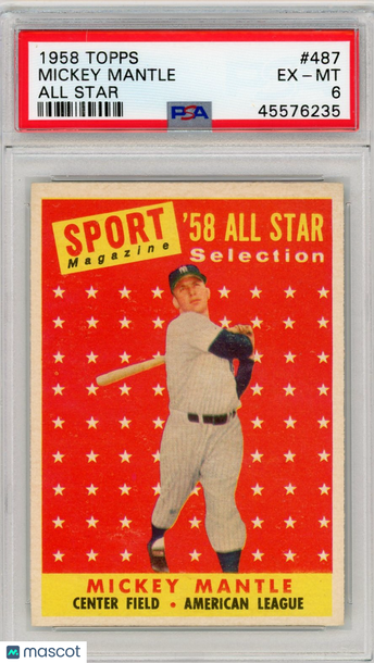 1958 Topps Mickey Mantle #487 All Star PSA 6