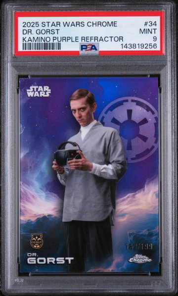 2025 Topps Chrome Star Wars Kamino Purple Refractor Dr. Gorst #34 /199 PSA 9
