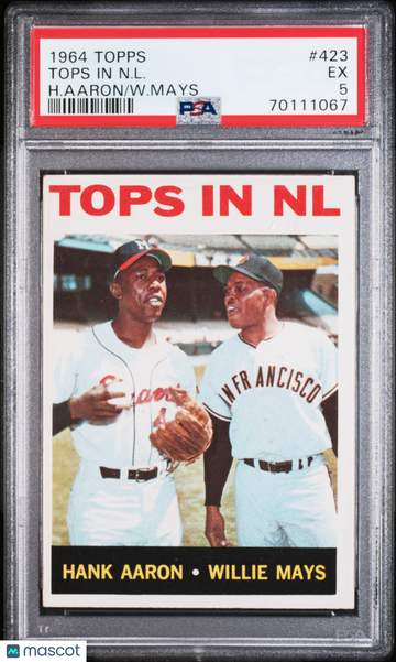 1964 Topps Tops In N. L. #423 H. Aaron W. Mays PSA 5