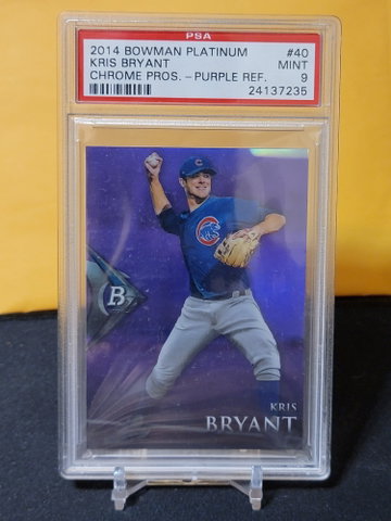 2014 bowman platinum purple refractor kris bryant rookie chrome psa 9
