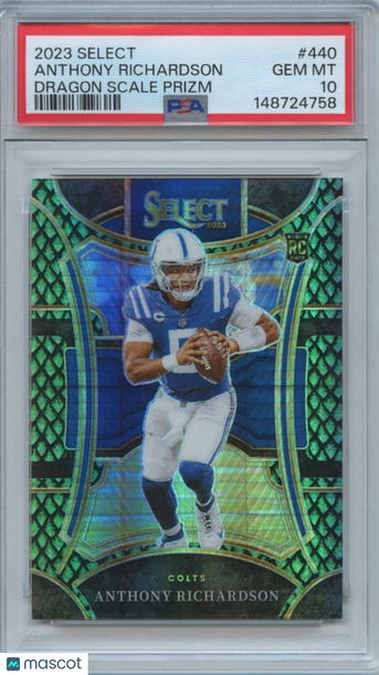 2023 Panini Select Anthony Richardson #440 Dragon Scale Prizm Parallel/Variety Rookie Base Set PSA 10