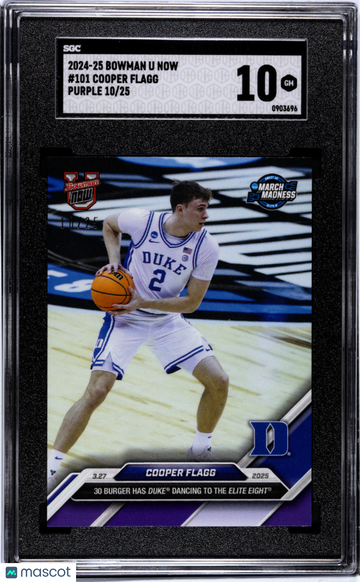 2024 Bowman U Now Cooper Flagg #101 Purple SGC 10