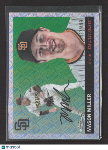 2025 Topps Chrome Mason Miller #77 Green Refractor 37/499 Auto