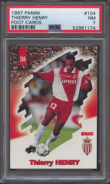 1997 Panini Foot Cards Thierry Henry RC Rookie PSA 7 