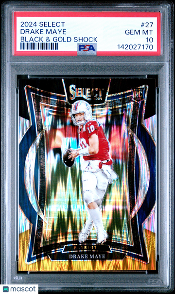 2024 Panini Select Drake Maye #27 Black & Gold Shock PSA 10