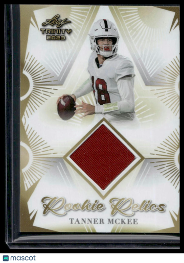 2023 Leaf Trinity (Mega Box) Tanner McKee #RR-34 Rookie Relic Gold MEM