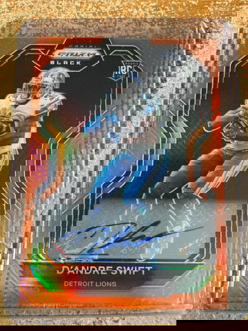 D'ANDRE SWIFT 2020 PRIZM ROOKIE ORANGE PRIZM AUTOGRAPH AUTO #01/75 -EAGLES!!