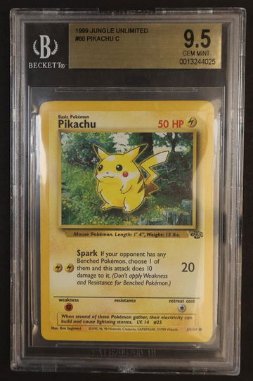 1999 Wizards Pokemon 60/64 Pikachu Jungle Unlimited Beckett 9.5 VG