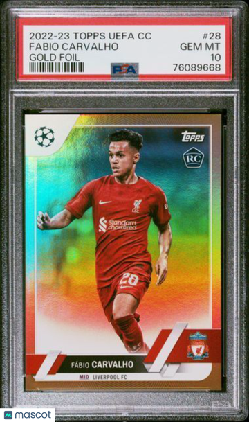 2022 Topps UEFA Club Competitions Fabio Carvalho #28 Gold Foil PSA 10
