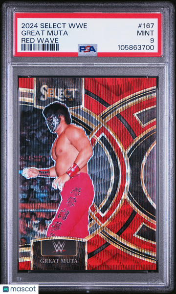 2024 Panini Select WWE Great Muta #167 Red Wave Parallel/Variety Low Pop PSA 9