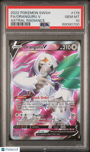 2022 Pokemon Sword & Shield Astral Radiance Oranguru V Fa PSA 10 #179