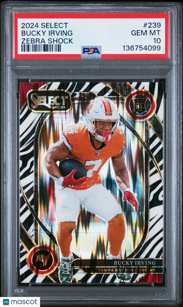 2024 Panini Select Bucky Irving #239 Zebra Shock PSA 10