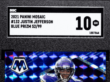 2021 Panini Mosaic Justin Jefferson #132 Blue Prizm 99 SGC 10