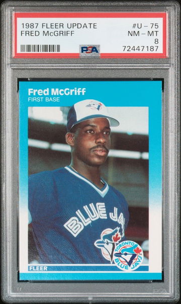1987 Fleer Glossy Update Fred McGriff Rookie Blue Jays U-75 HOF PSA 8 NM-MT
