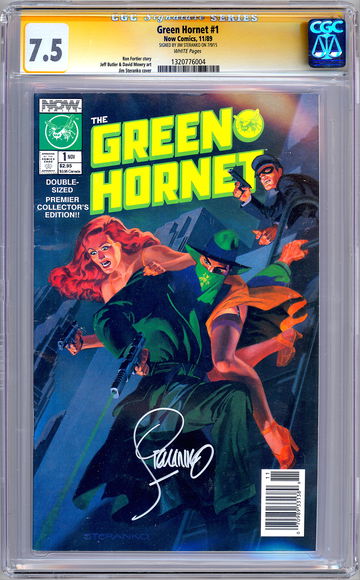GREEN HORNET #1 CGC-SS 7.5 *SIGNED JIM STERANKO CVR* RON FORTIER NOW COMICS 1989 [*Minor Chip to Slab*]