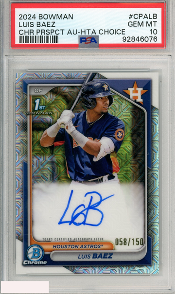 2024 BOWMAN CHROME PROSPECT AUTOGRAPHS LUIS BAEZ #CPALB HTA CHOICE PSA 10