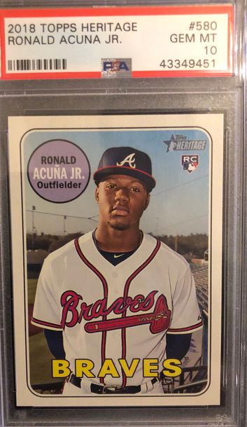 2018 topps heritage Ronald acuna jr rookie #580 PSA 10