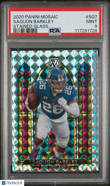 2020 Panini Mosaic Saquon Barkley #SG7 Stained Glass Short Print Parallel/Variety Insert PSA 9