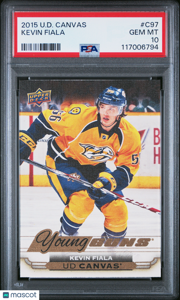 2015-16 Upper Deck Canvas Kevin Fiala #C97 Young Guns Rookie PSA 10