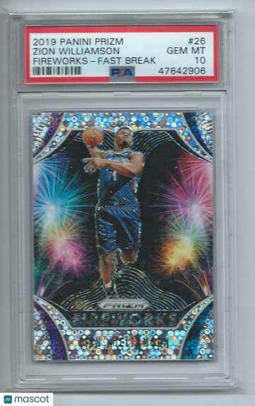 2019 Panini Prizm Fireworks Zion Williamson #26 Fast Break PSA 10