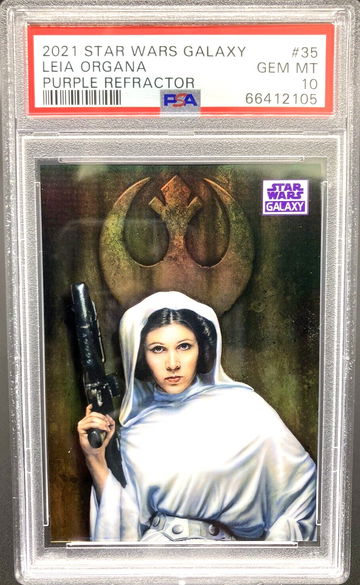 2021 Chrome Star Wars Galaxy Leia Organa Purple Refractor #/25 *PSA 10* Pop 1