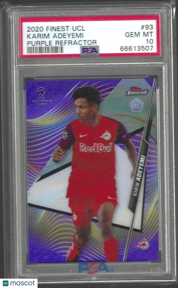 2020 Topps Finest UEFA Champions League Karim Adeyemi #93 Purple Refractor PSA 10