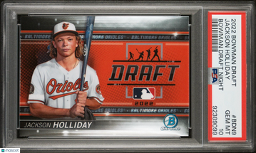 2022 Bowman Draft Jackson Holliday BDN-9 Bowman Draft Night PSA 10 Baseball Trading Card Orioles