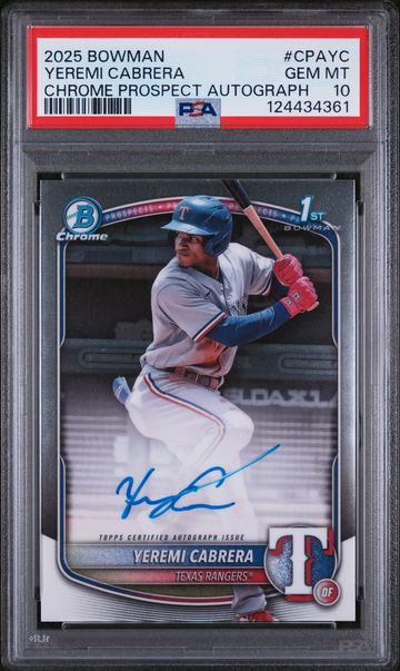 2025 Chrome Prospect Autographs Yeremi Cabrera #CPAYC PSA 10