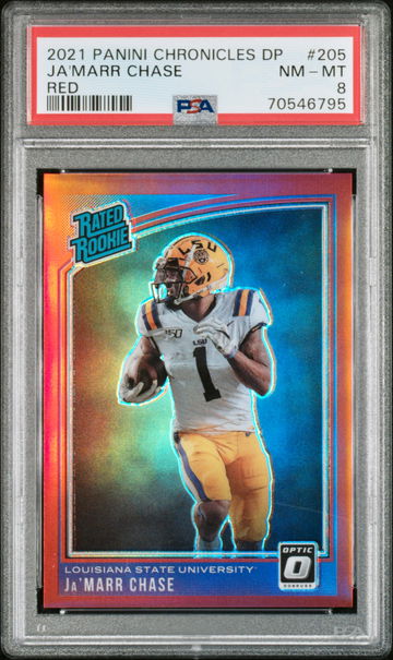 2021 Panini Chronicles Draft JA'MARR CHASE RED /149 PSA 8 NM-MT Rookie LSU SP
